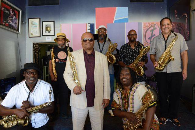 Robert J inside Stage squating 21 sax