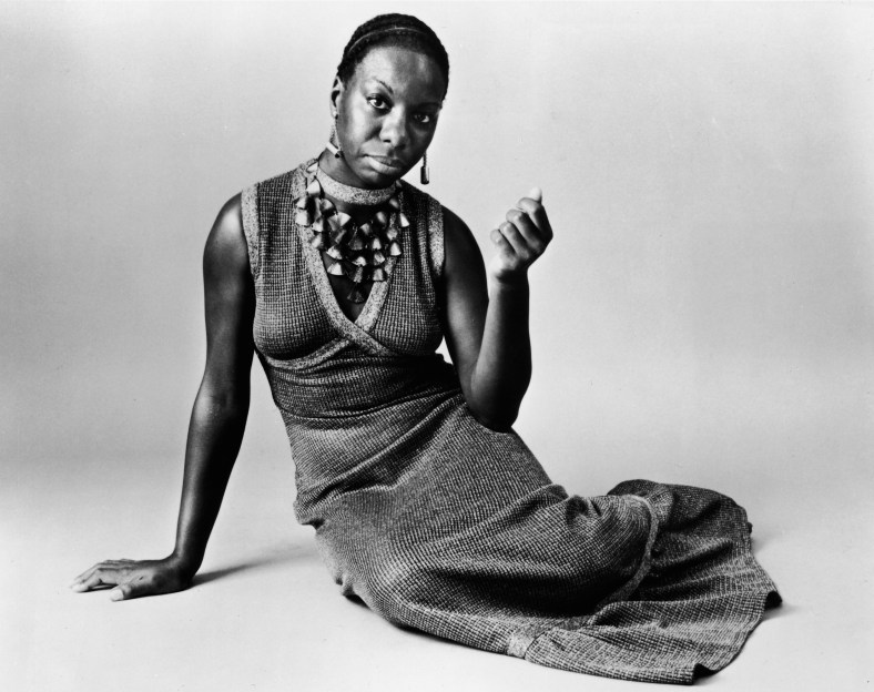 UNSPECIFIED - 1968: This studio portrait shows American pianist and jazz singer Nina Simone reclining on the floor circa 1968. Simone, whose deep, raspy voice made her a unique jazz figure and later helped chronicle the civil rights movement, died in her sleep on April 21, 2003 of natural causes after a long illness. She was 70.   (Photo by Getty Images)